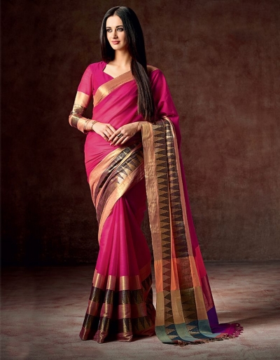 Masarrat Jazzy Pink Cotton Saree