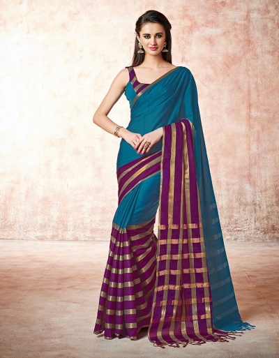 Santana jade blue Cotton Saree