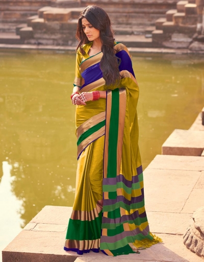 Aangi Plus Gold Cotton Wear Sarees