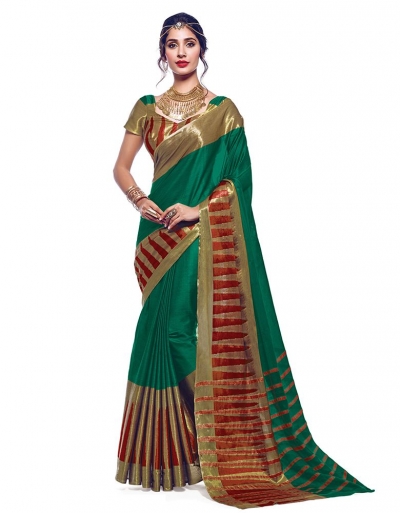 Shinat Tender Green Designer Wear Cotton Saree