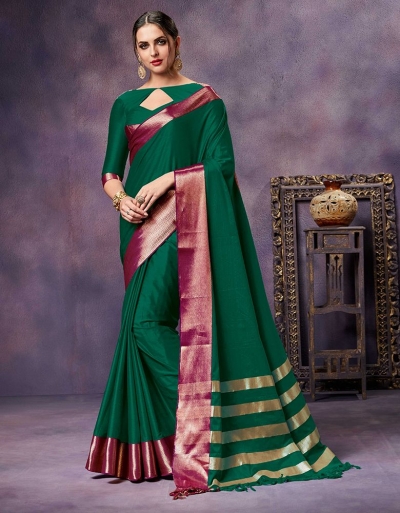 Nimmie Tender Green Cotton Saree