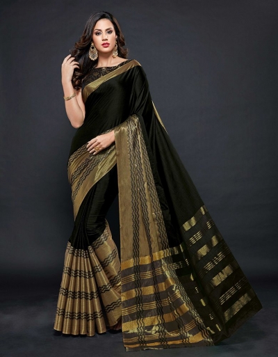 Zehra Prime  Smoky Black Festive wear Cotton Saree