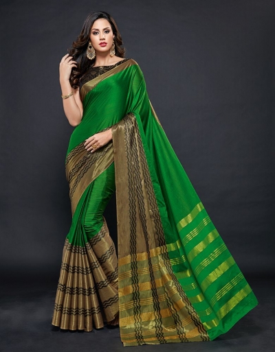 Zehra Prime  Lush Green Festive wear Cotton Saree