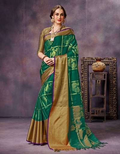 Swarna Tender Green Cotton Saree