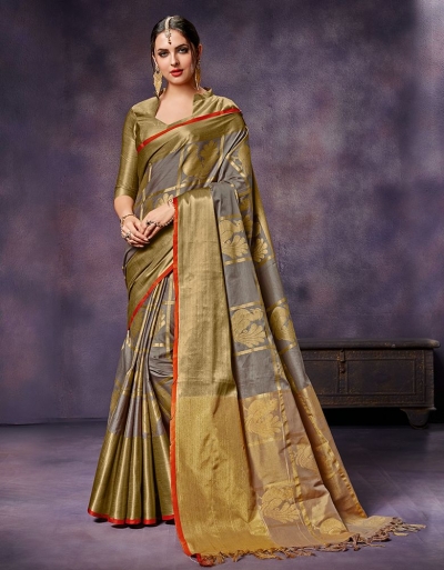 Swarna Duskin Beige Cotton Saree