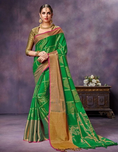 Swarna Lush Green cotton saree