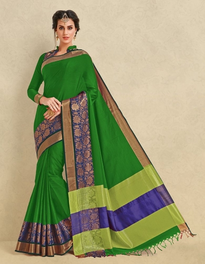 Arianna Lush Green Cotton  Designer Saree