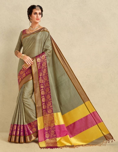 Arianna Duskin Beige Cotton Designer Saree