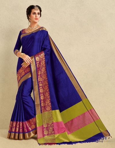 Arianna Sapphire Blue Cotton Designer Saree