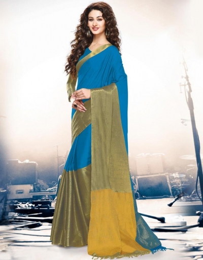 Aryaa Turquiose  Party Wear Cotton Saree