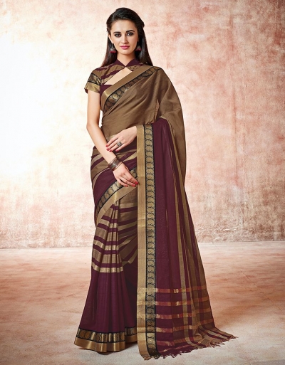 Parisa donna brown Cotton Saree