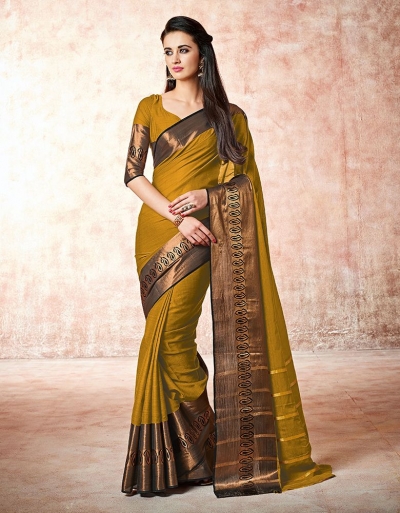 Maarit bay golden Cotton Sarees