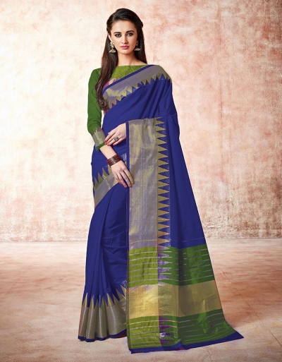 Gia slate blue Cotton Sarees