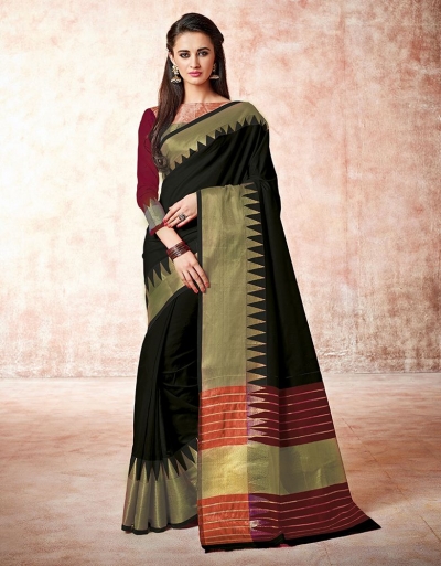 Gia abyss black Cotton Saree