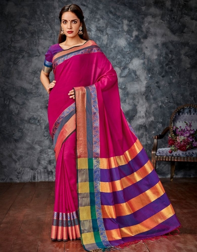 Parisi  Pink Cotton Saree