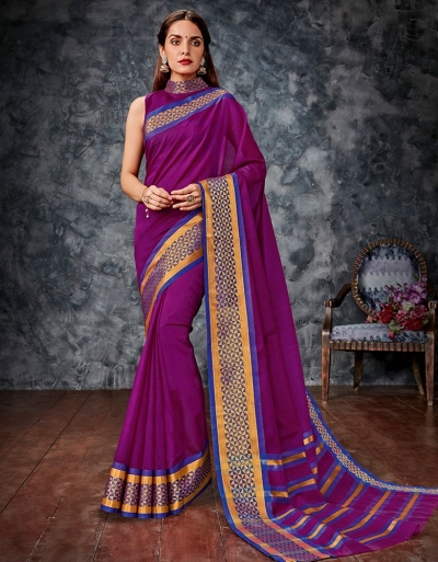 Aditi Wine Cotton Saree