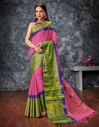 Saanchi Pink Cotton Saree