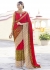 Red Colored Embroidered Net Georgette Festive Saree 96055
