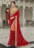 Red Colored Border Worked Faux Georgette Festive Saree 97048