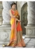 Orange Colored Border Worked Chiffon Festive Saree 97052