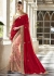 Peach Colored Embroidered Net Chiffon Art Silk Wedding Saree 1041