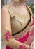 Pink Colored Embroidered Satin Net Wedding Saree 1047