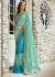 Blue Colored Embroidered Net Wedding Saree 1026