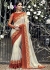 White Colored Embroidered Chiffon Wedding Saree 1029