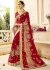 Red Faux Georgette Embroidered Bridal Saree 1213