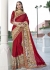 Red Georgette Net Traditional Embroidered Saree 1405