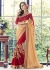 Red Colored Embroidered Faux Georgette Partywear Half n Half Saree 1503