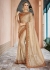 Beige Colored Border Worked Georgette Jacquard Partywear Saree 1803