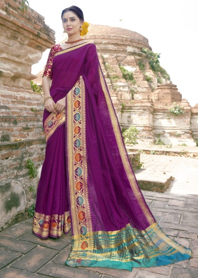Purple Colored Woven Art Silk Festive Saree 5212