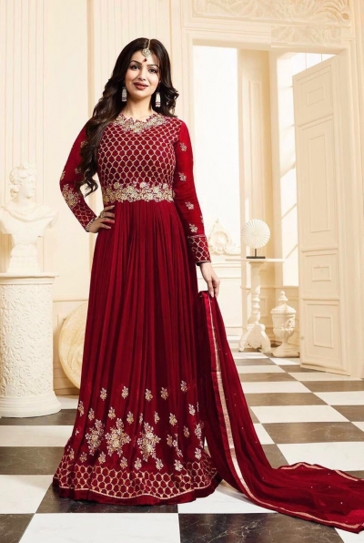 Ayesha Takia red color georgette anarkali