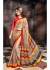 Beige Colored Printed Satin Chiffon Saree 1103