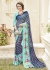 Blue Georgette Satin Stripes Printed Saree 594