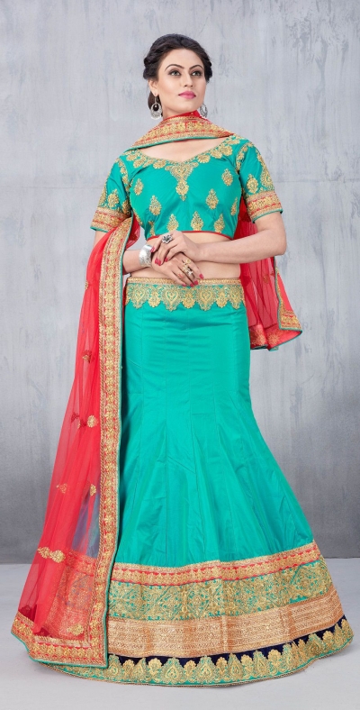 Party Wear Green Lehenga 142