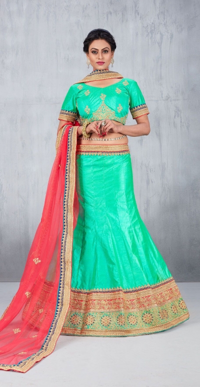 Party Wear Green Lehenga 146