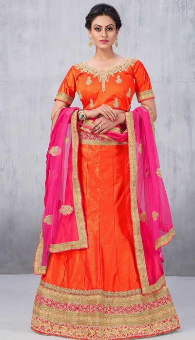 Party Wear Orange Lehenga 149