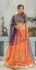 Party Wear Pure Silk Orange Blue Lehenga k102