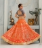 Party Wear Pure Silk Orange Blue Lehenga k102