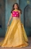 Party Wear Pure Silk Yellow Pink Lehenga k103