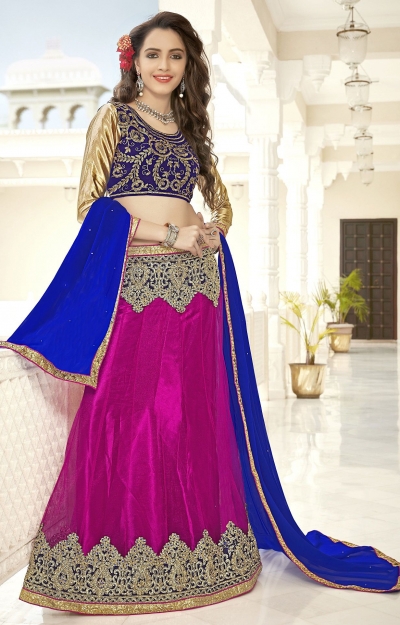 Party Wear Wine Blue Blue Color Lehenga 7217