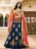 blue art dupion silk wedding lehenga 13051