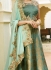 turquoise banarasi silk wedding lehenga 13057