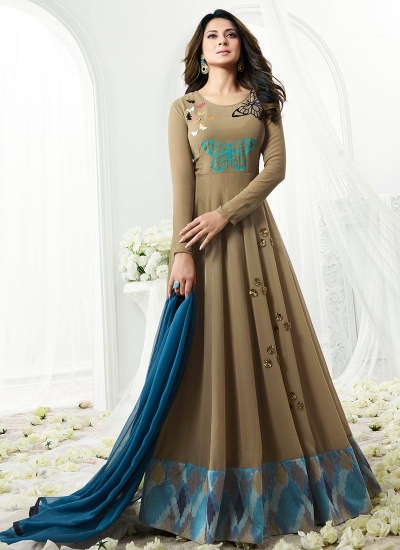 Jennifer Winget grey georgette anarkali suit 1110