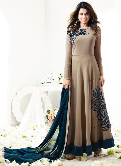Jennifer Winget beige georgette anarkali suit 1112
