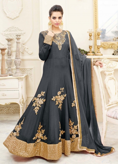 Black georgette party wear anarkali 9113