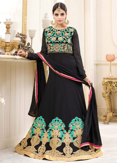 Black georgette party wear anarkali 9116