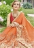 Orange Faux Georgette Embroidered Wedding Saree 4203
